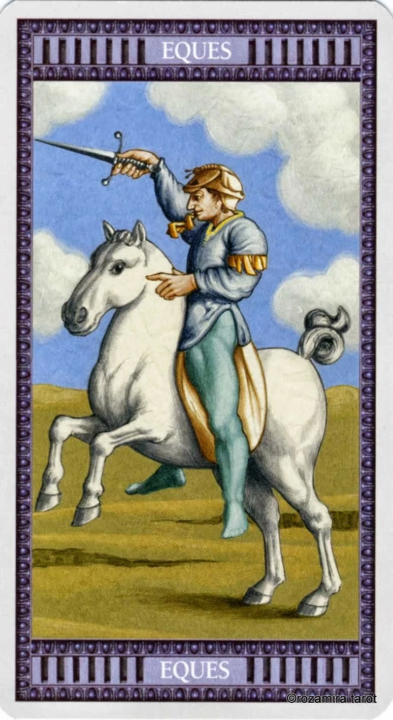 Knight of Swords card from the Michelangelo Tarot deck