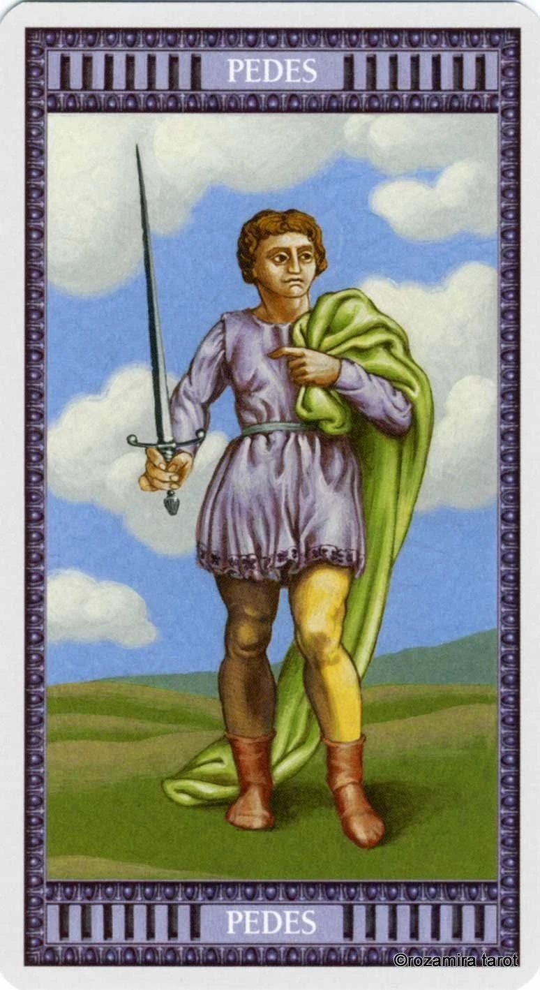 Page of Swords card from the Michelangelo Tarot deck