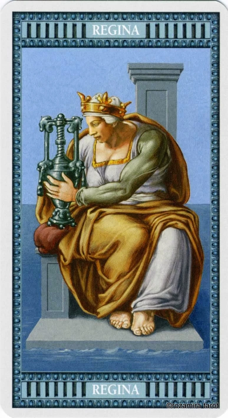 Queen of Cups card from the Michelangelo Tarot deck