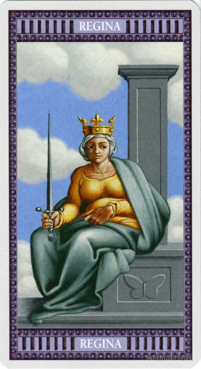 Queen of Swords card from the Michelangelo Tarot deck