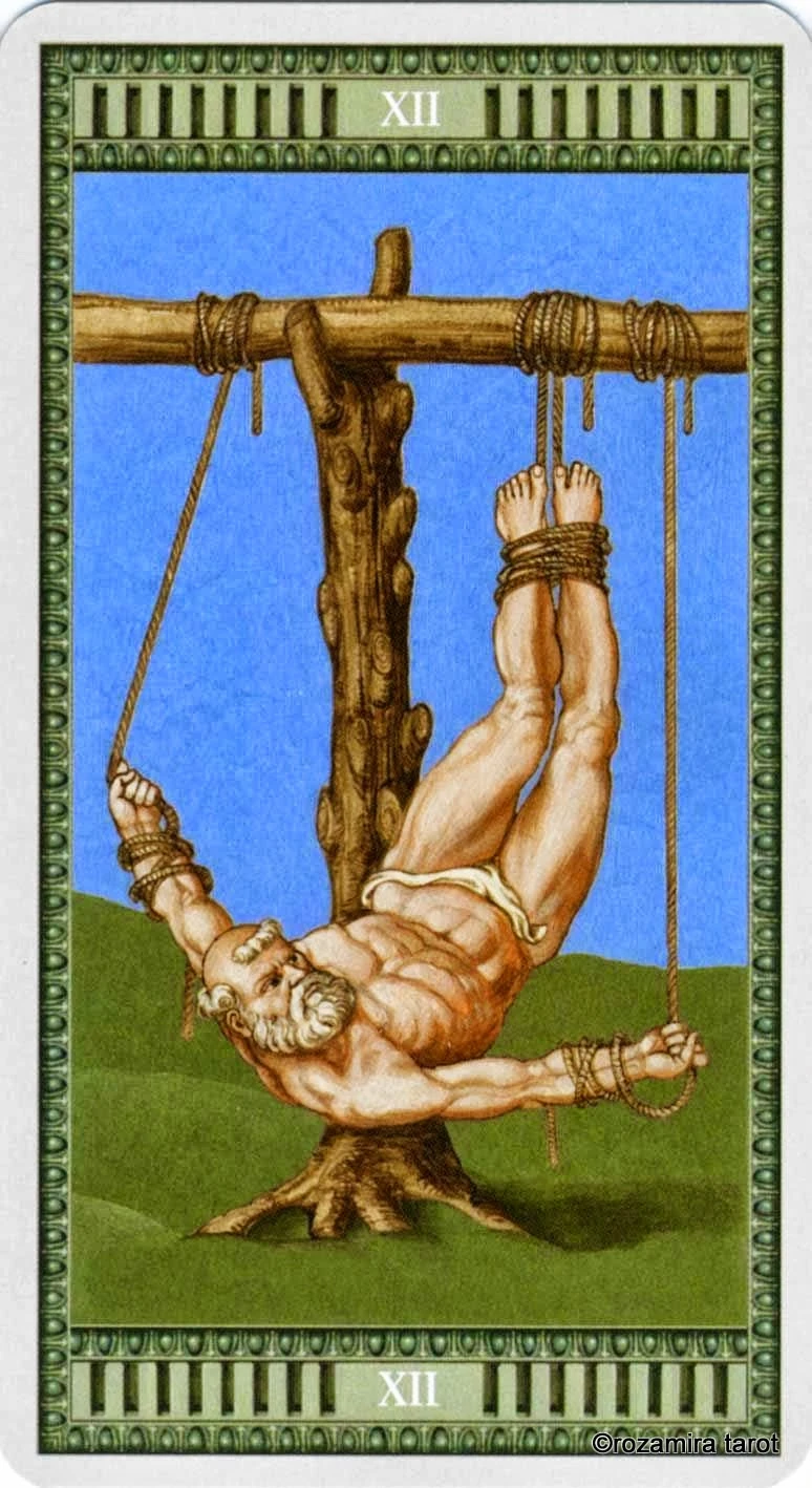 The Hanged Man card from the Michelangelo Tarot deck
