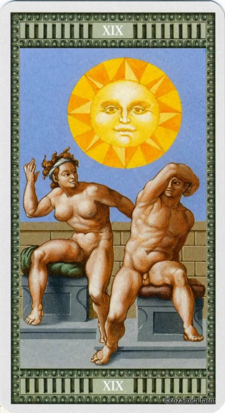 The Sun card from the Michelangelo Tarot deck