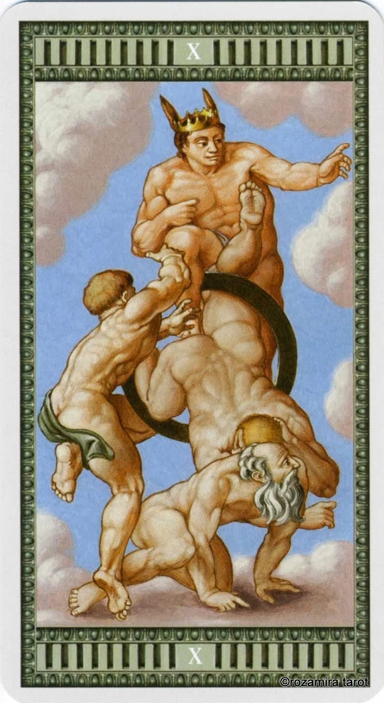 Wheel of Fortune card from the Michelangelo Tarot deck