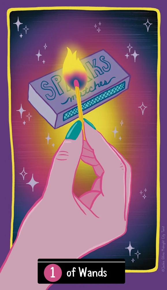 Ace of Wands - Midnight City Tarot - Tarot Deck by Jackie Gillies Ace of Wands - Midnight City Tarot - Tarot Deck by Jackie Gillies