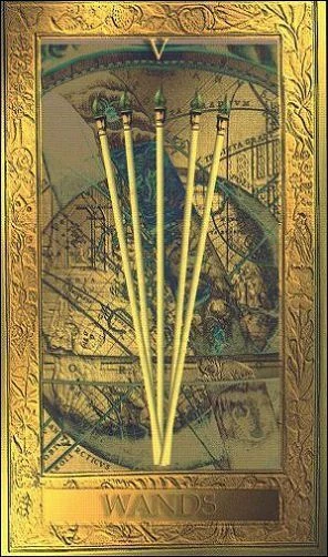 Five of Wands - Millennium Tarot - Dorothy Krause