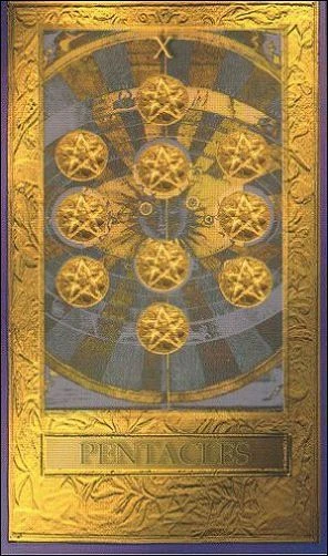 Ten of Pentacles card from the Millennium Tarot deck by Dorothy Simpson Krause