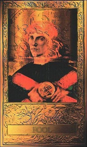 The Fool card from the Millennium Tarot deck by Dorothy Simpson Krause