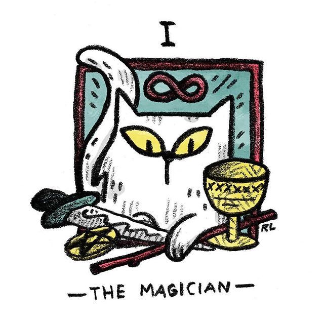 The Magician card from the Mini Cat Tarot deck