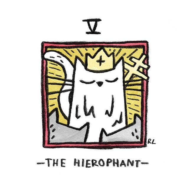 The Hierophant card from the Mini Cat Tarot deck