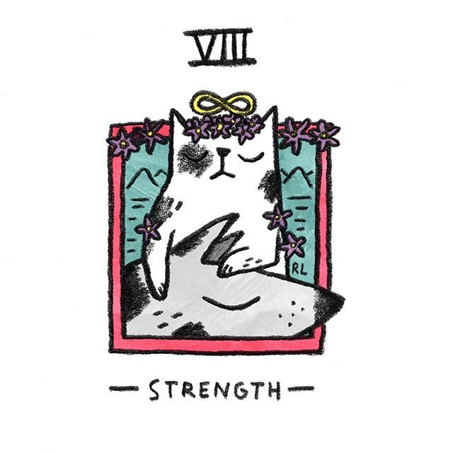 Strength card from the Mini Cat Tarot deck