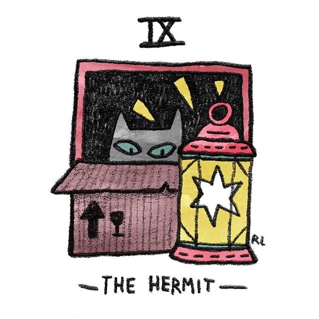The Hermit card from the Mini Cat Tarot deck