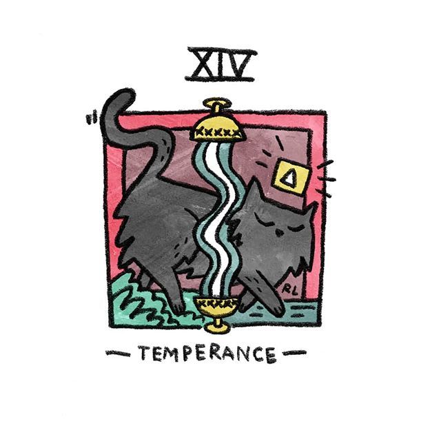 Temperance card from the Mini Cat Tarot deck