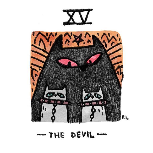 The Devil card from the Mini Cat Tarot deck