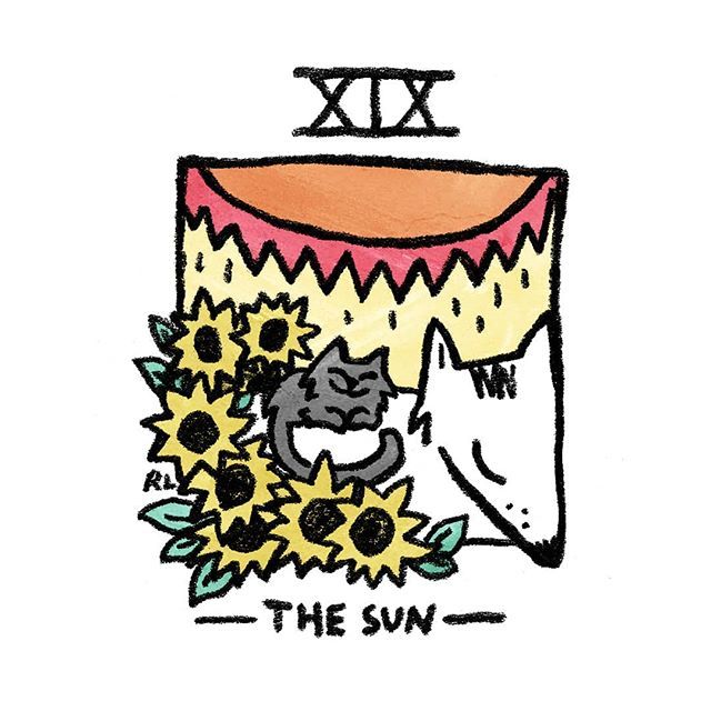 The Sun card from the Mini Cat Tarot deck