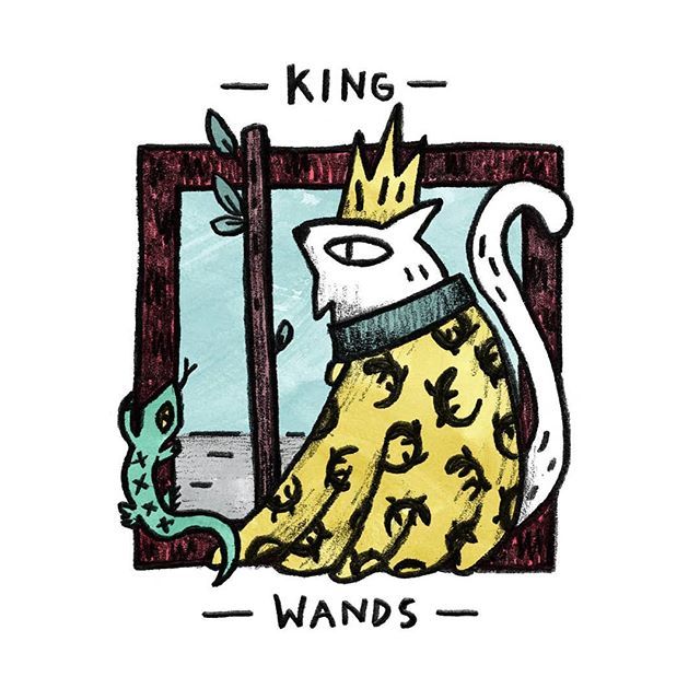 King of Wands card from the Mini Cat Tarot deck