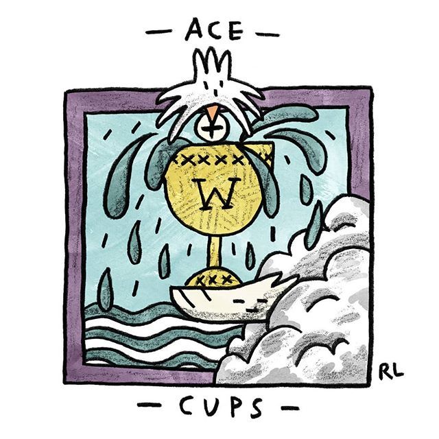 Ace of Cups card from the Mini Cat Tarot deck