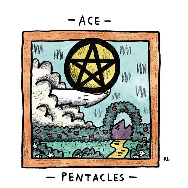 Ace of Pentacles card from the Mini Cat Tarot deck