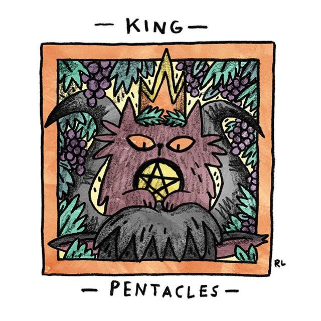 King of Pentacles card from the Mini Cat Tarot deck