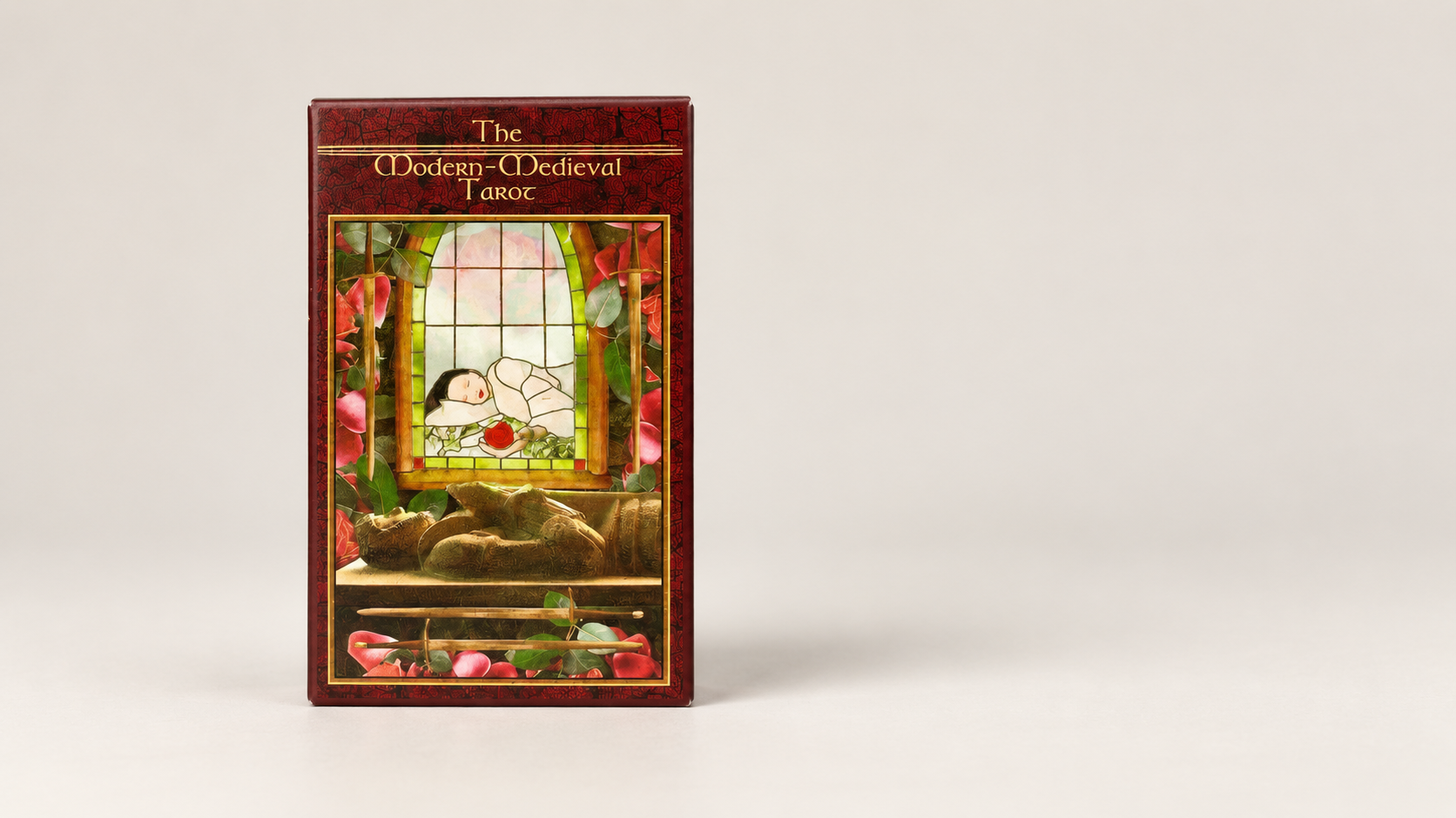 Modern Medieval Tarot - Shayn Amber Wetherell and Tim Wetherell - Product Box Art Generated image of the current Modern Medieval Tarot box on a clean studio background, with no loose cards
