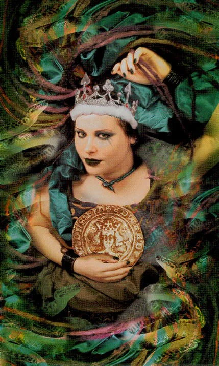 Queen of Coins - Modern Medieval Tarot - Shayn Amber Wetherell and Tim Wetherell