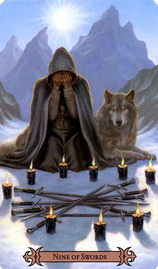 9 of Swords card from the Modern Spellcasters Tarot deck