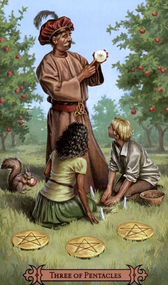 3 of Pentacles card from the Modern Spellcasters Tarot deck