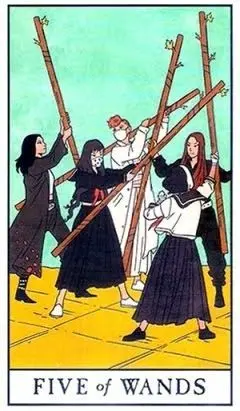 5 of Wands - Modern Witch Tarot - Tarot Deck by Lisa Sterle
