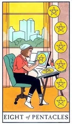 8 of Pentacles - Modern Witch Tarot - Tarot Deck by Lisa Sterle