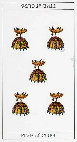 The Moon Princess Himoko Tarot Review 11 5 of Cups card from The Moon Princess Himoko Tarot