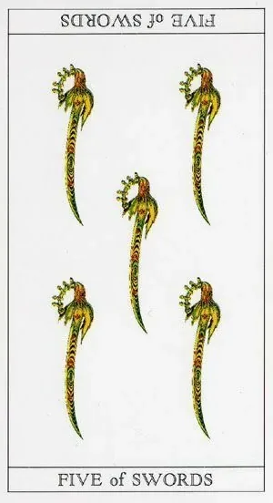 5 of Swords - The Moon Princess Himoko Tarot - Tarot Deck by Ayumi Kasai