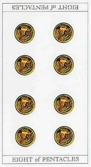 8 of Pentacles - The Moon Princess Himoko Tarot - Tarot Deck by Ayumi Kasai