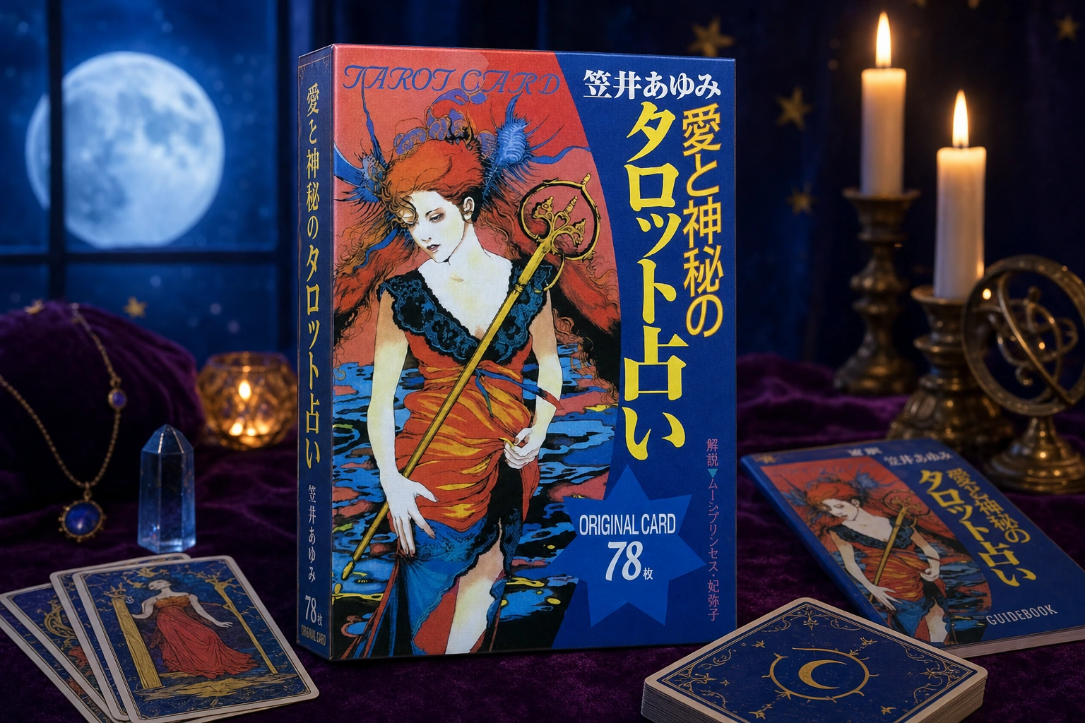 The Moon Princess Himoko Tarot GPT Image 2 no-edit product box render in a moonlit TarotFans review scene