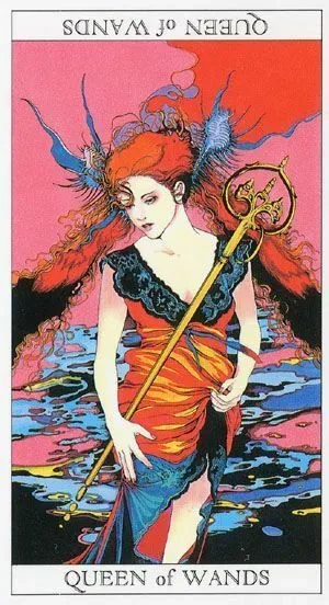 Queen of Wands - The Moon Princess Himoko Tarot - Tarot Deck by Ayumi Kasai