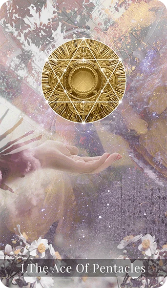 Ace of Pentacles card from the Moondust Tarot deck