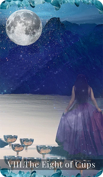Eight of Cups card from the Moondust Tarot deck