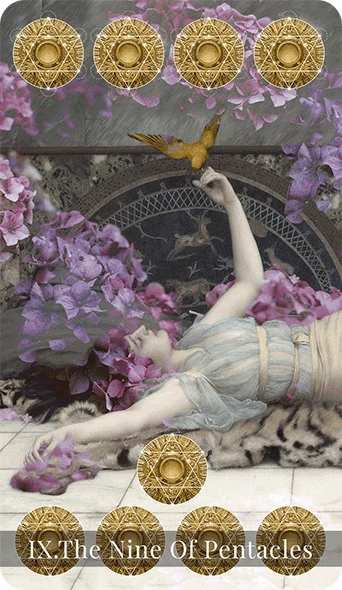 Nine of Pentacles - Moondust Tarot - Annalise Dragonetti