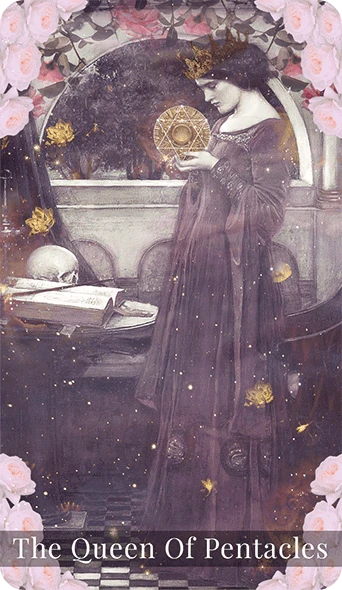 Queen of Pentacles card from the Moondust Tarot deck