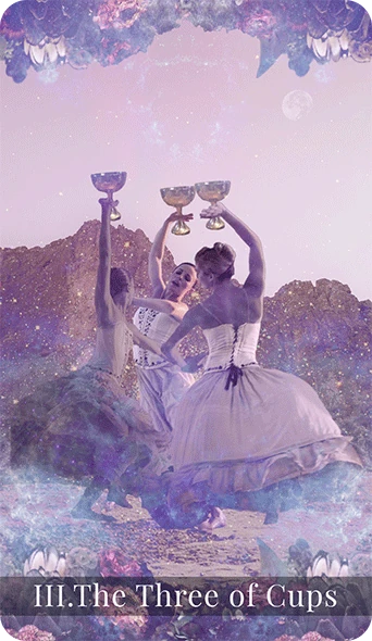 Three of Cups - Moondust Tarot - Annalise Dragonetti