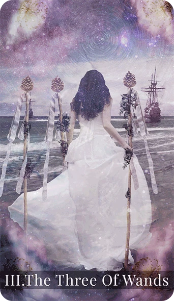 Three of Wands - Moondust Tarot - Annalise Dragonetti