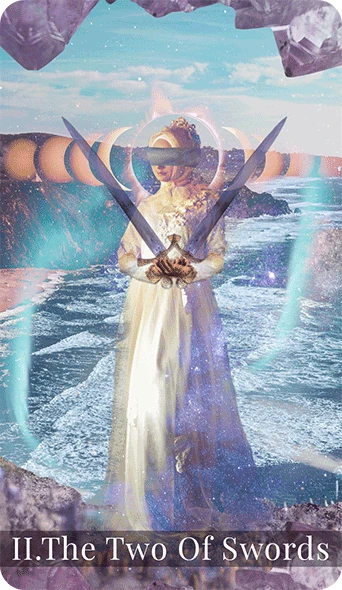 Two of Swords card from the Moondust Tarot deck