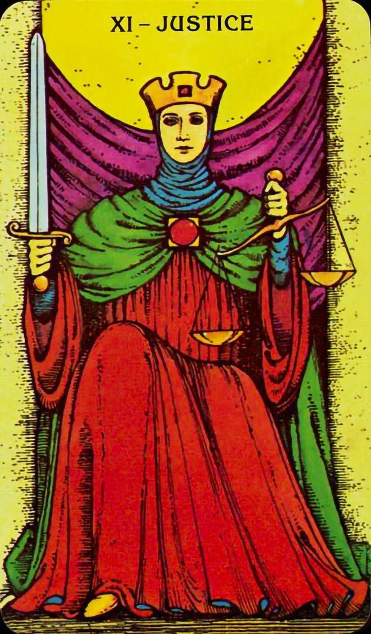 Justice card from the Morgan-Greer Tarot deck