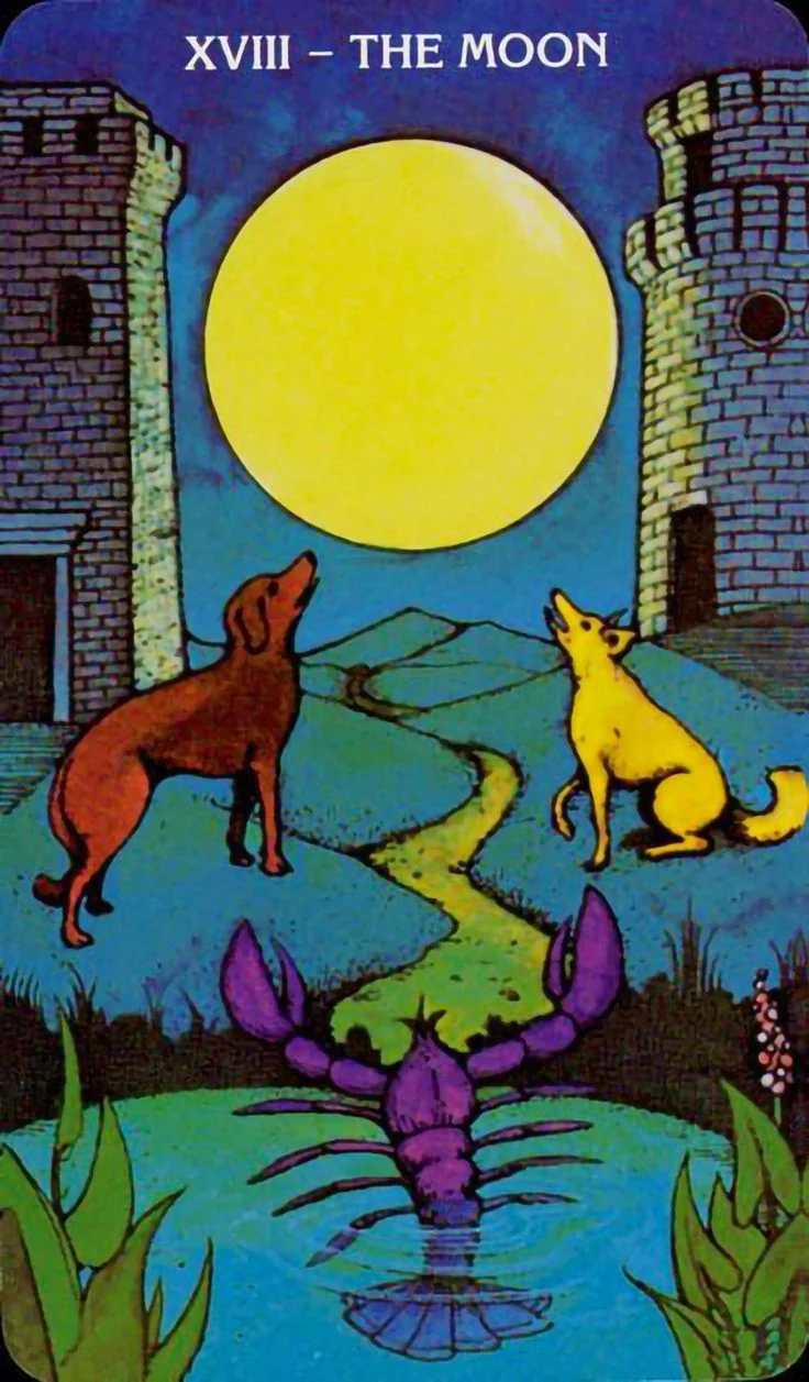 The Moon card from the Morgan-Greer Tarot deck