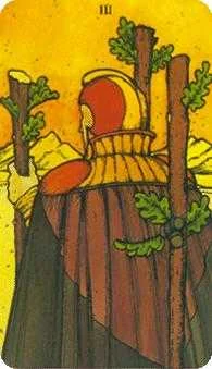 Three of Wands card from the Morgan-Greer Tarot deck
