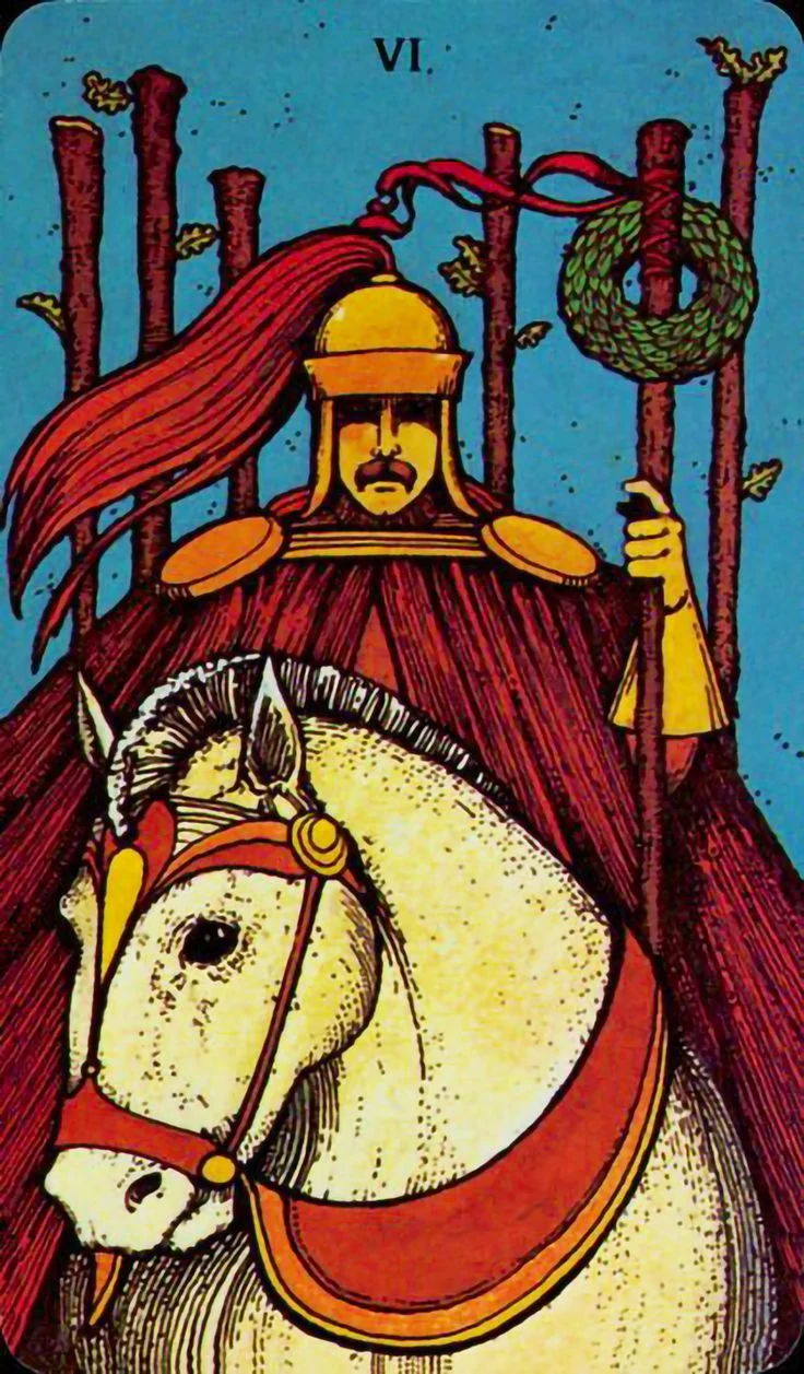 Six of Wands card from the Morgan-Greer Tarot deck