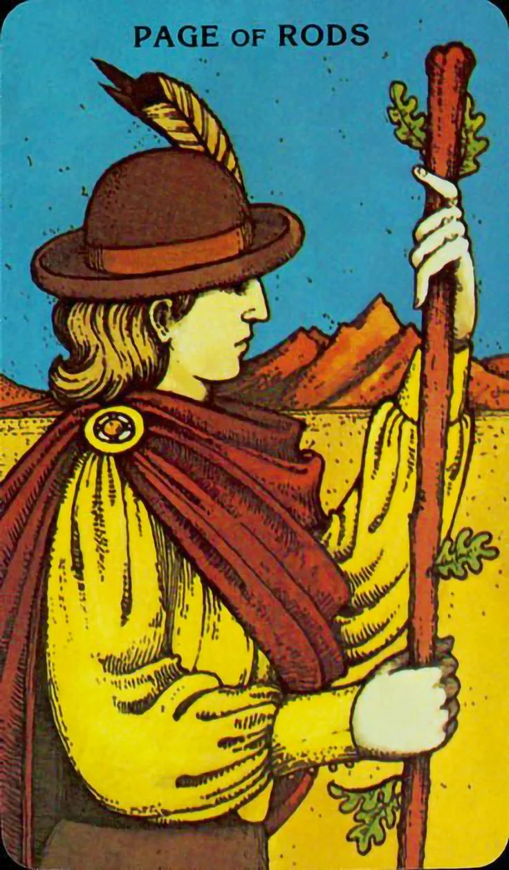 Page of Wands card from the Morgan-Greer Tarot deck