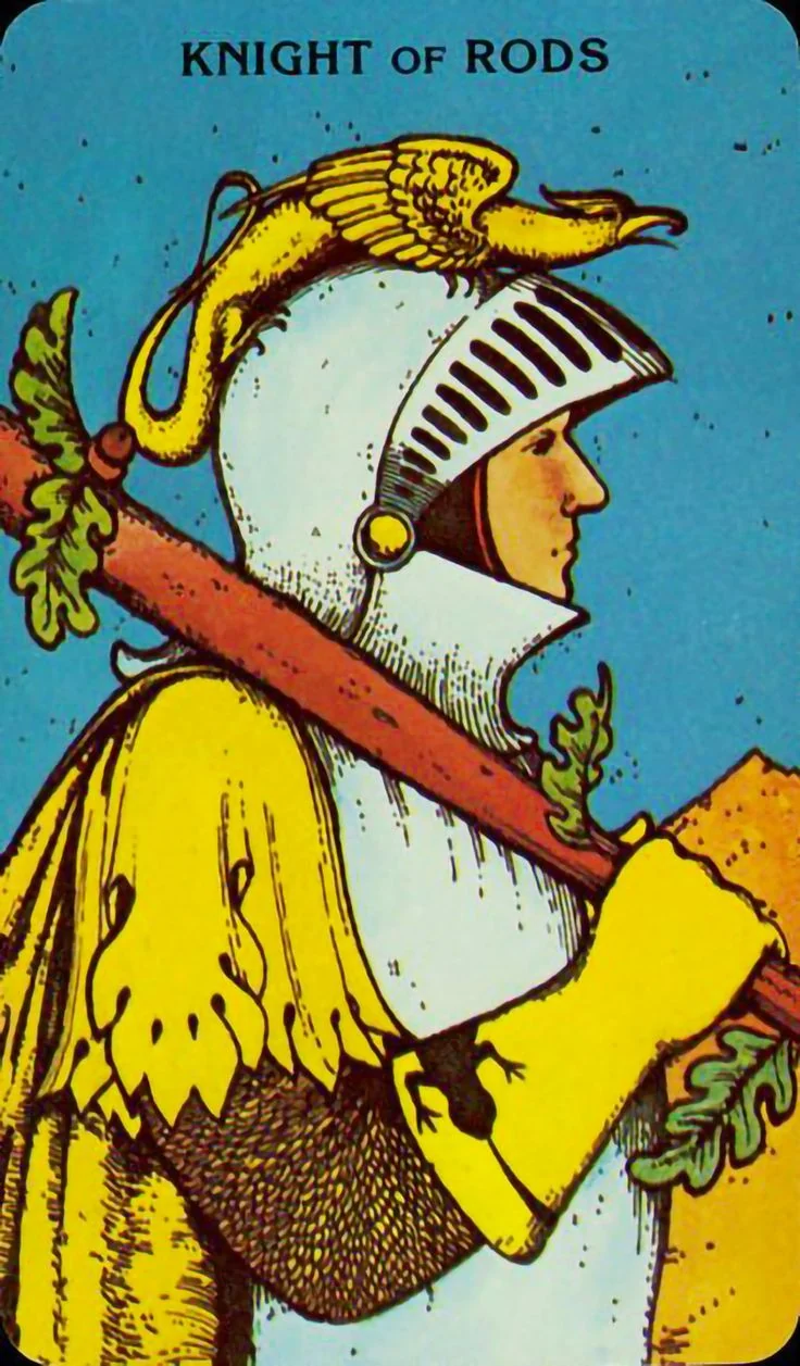 Knight of Wands card from the Morgan-Greer Tarot deck
