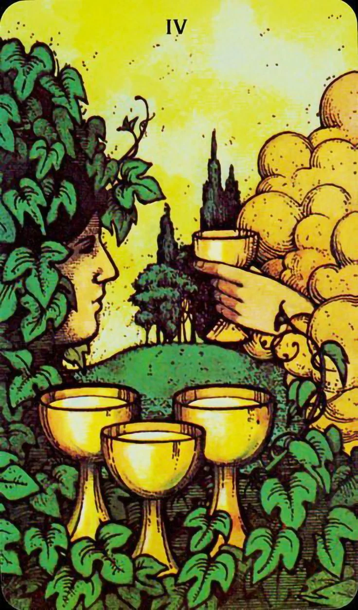 Four of Cups card from the Morgan-Greer Tarot deck