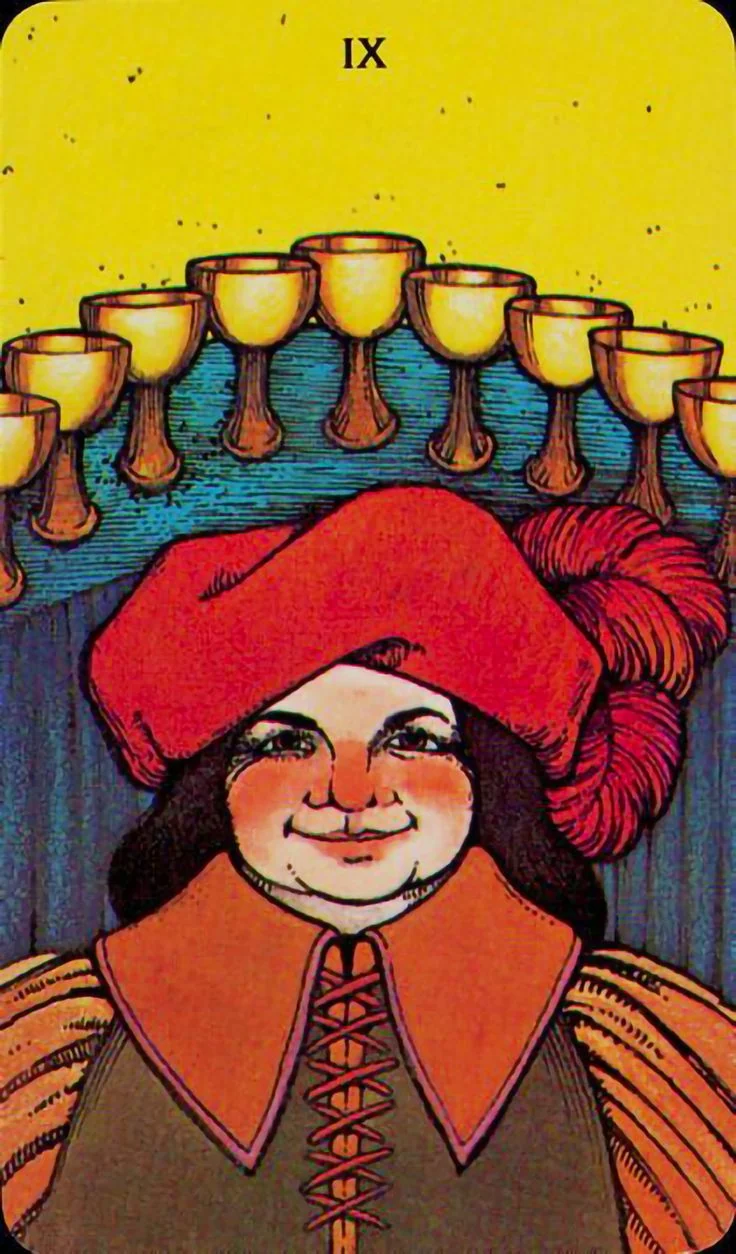 Nine of Cups card from the Morgan-Greer Tarot deck
