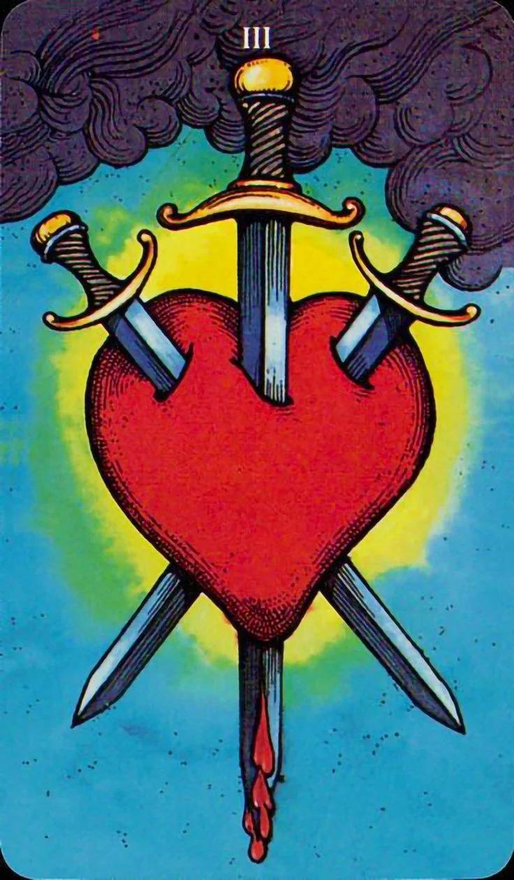 Three of Swords card from the Morgan-Greer Tarot deck