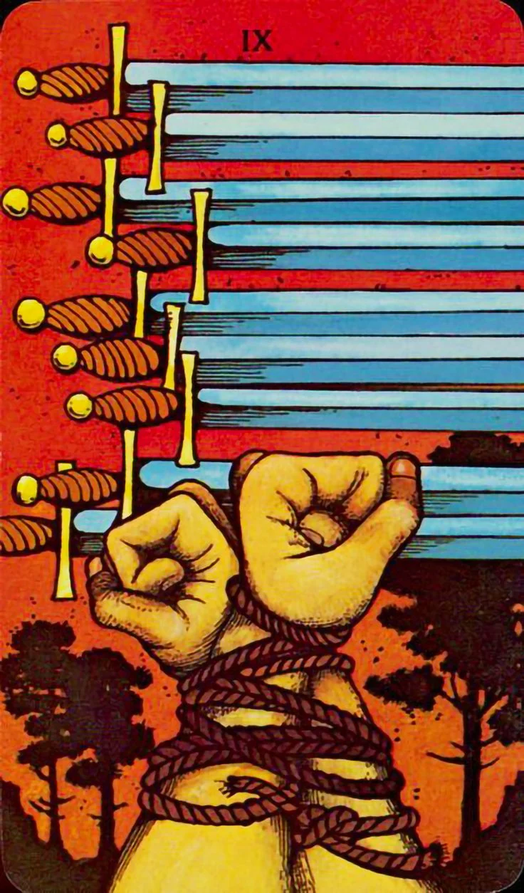 Nine of Swords card from the Morgan-Greer Tarot deck